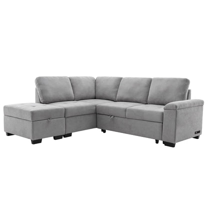 Sleeper Sectional Sofa, L-Shape Corner Couch Sofa-Bed With Storage