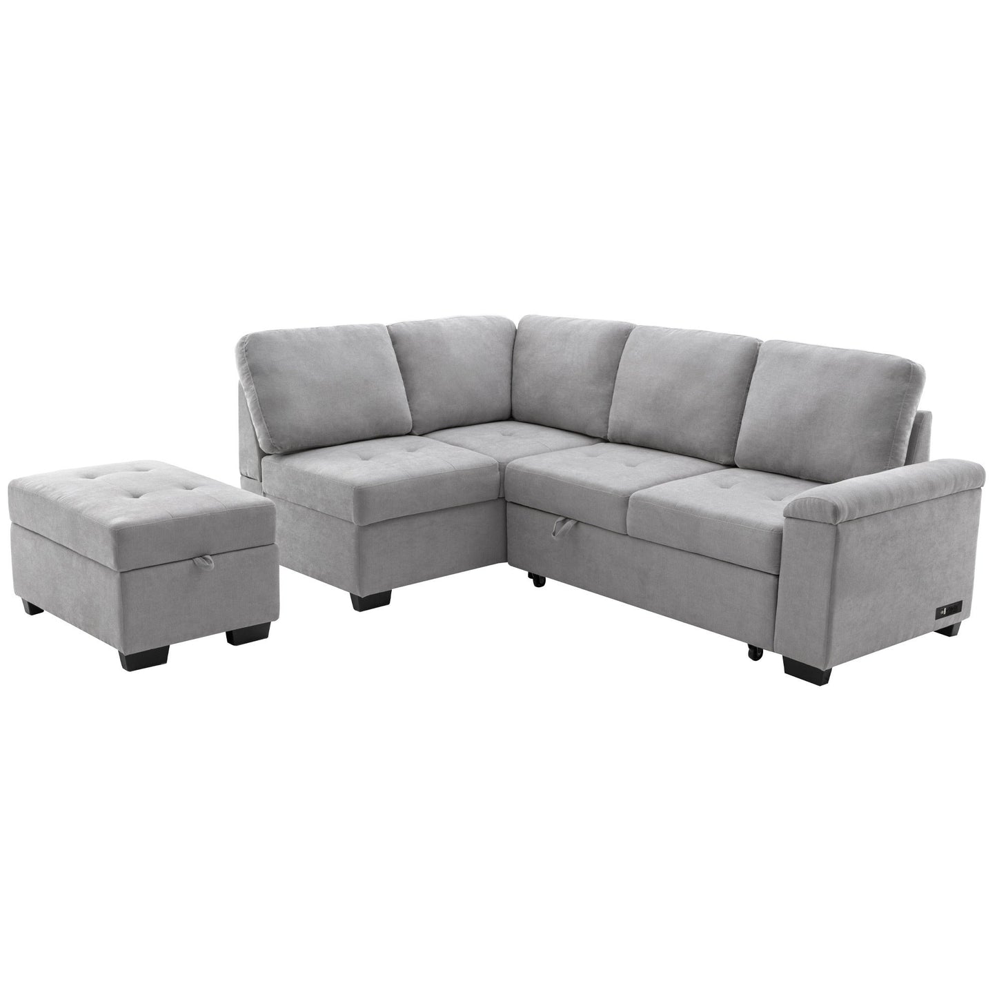 Sleeper Sectional Sofa, L-Shape Corner Couch Sofa-Bed With Storage