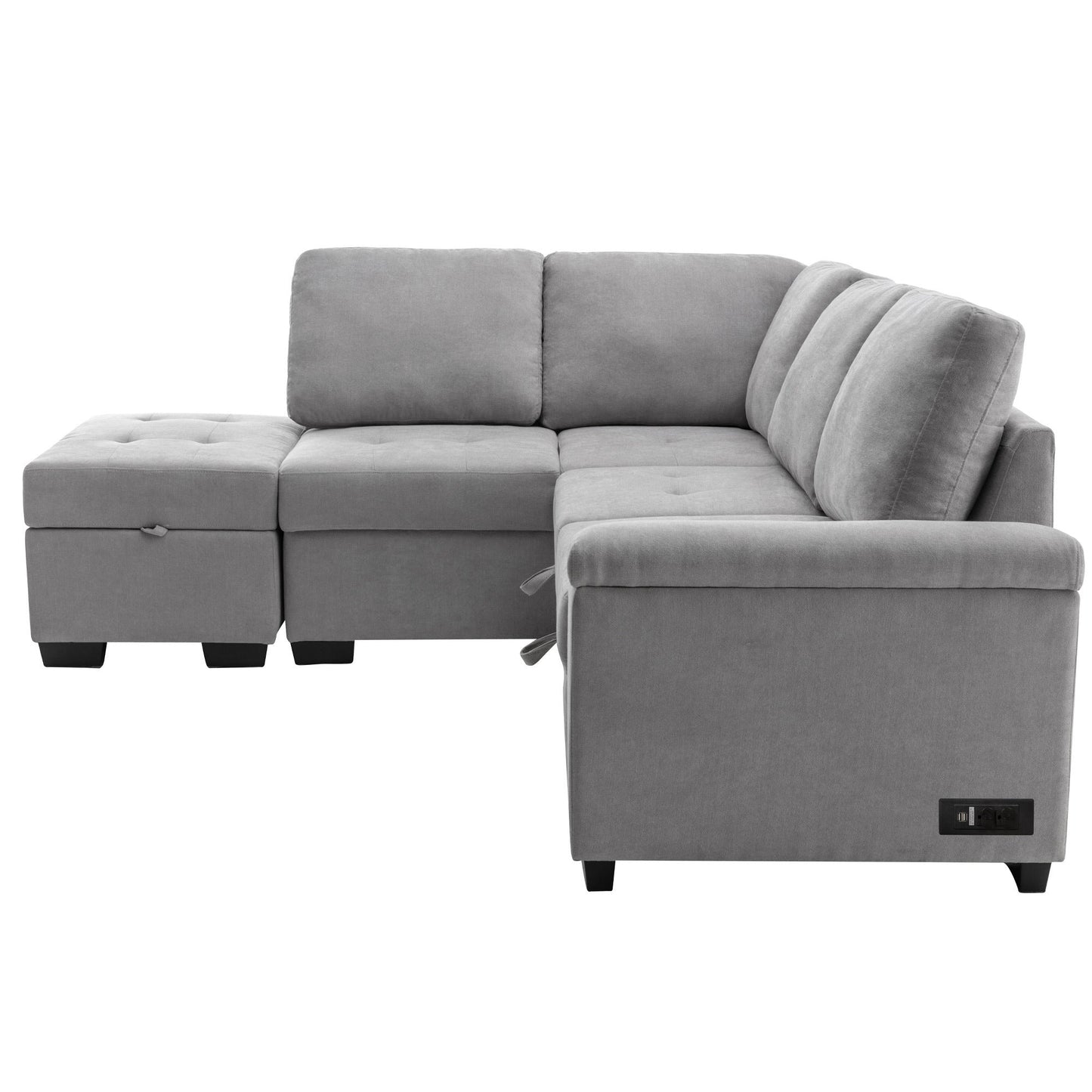 Sleeper Sectional Sofa, L-Shape Corner Couch Sofa-Bed With Storage